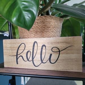 FREE* Welcoming Wooden Box Hello Sign Home Design